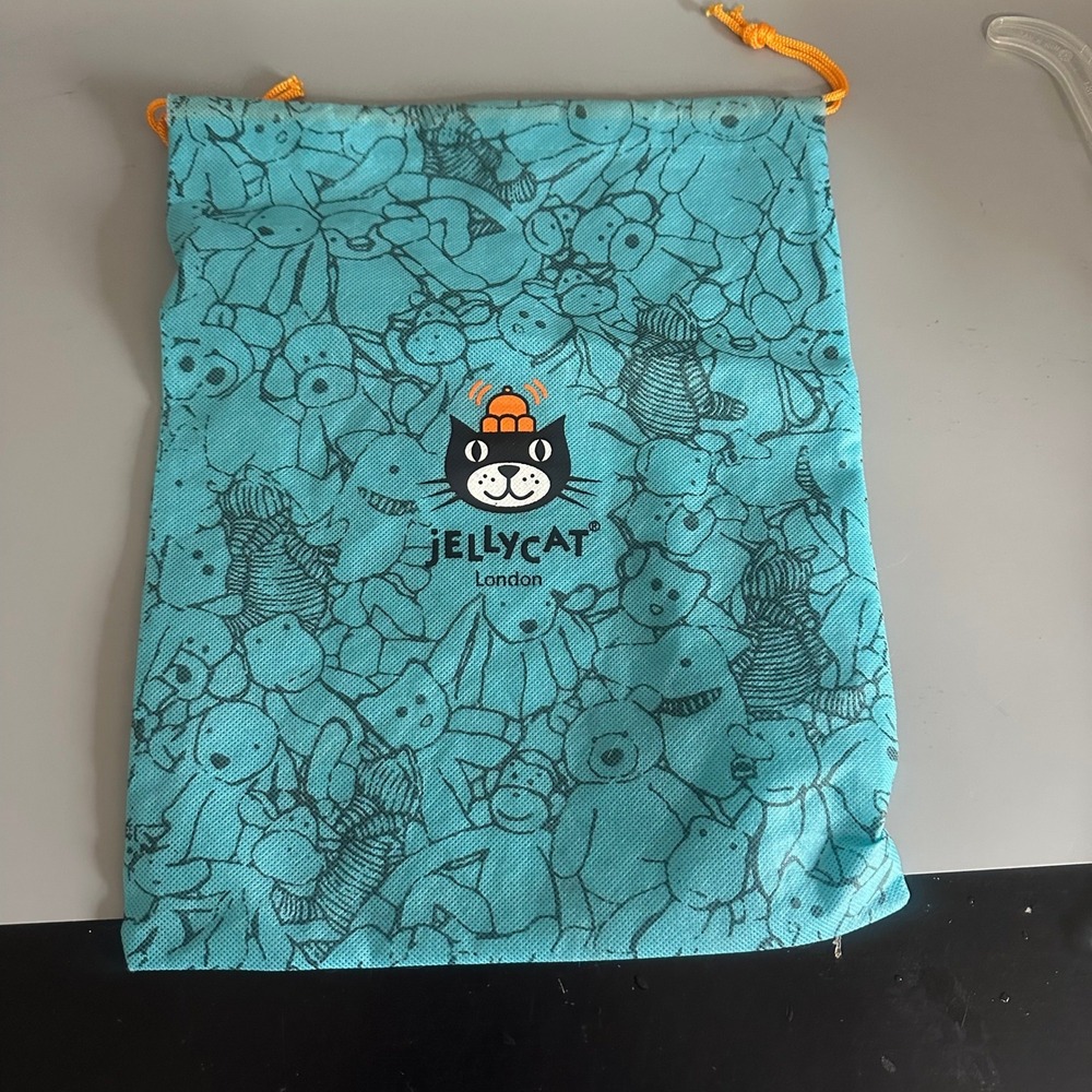 Jellycat London Blue Drawstring Gift Bag Reusable Plush Toy Storage Pouch Logo